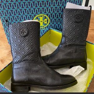 Tory Burch Women’s Black Leather Boots Pre-owned Size 8.5